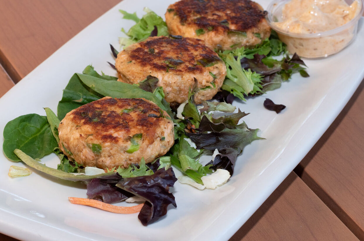 3 fresh made lump crab cakes served with our homemade remoulade