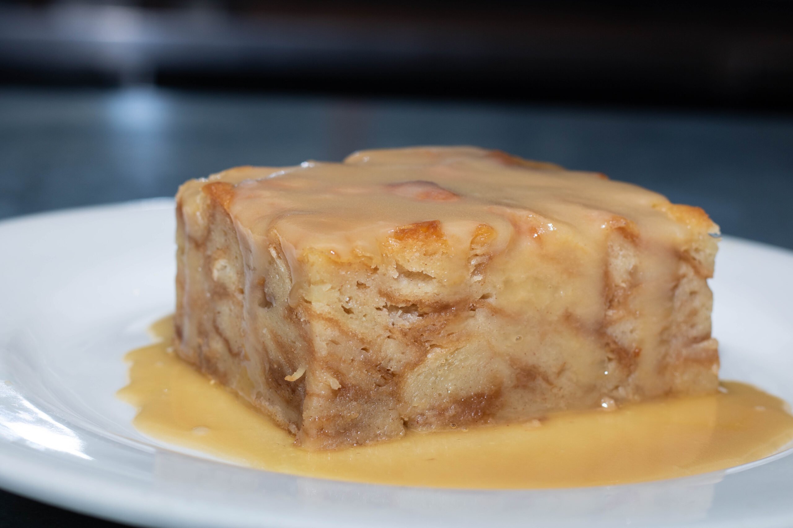 Homemade croissant bread pudding & bourbon butter sauce