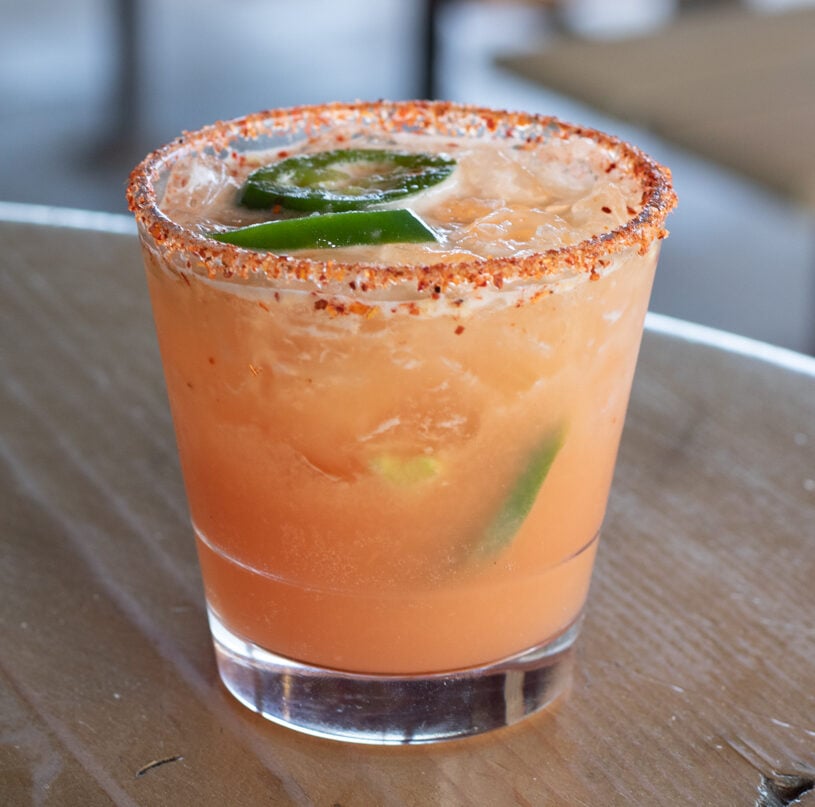 Herradura silver shaken with blood orange, jalapeño, and fresh lime